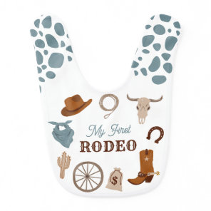 My First Rodeo Wild West Blue Boy First Birthday Baby Bib