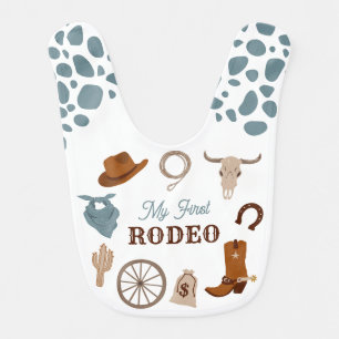 My First Rodeo Wild West Blue Boy First Birthday Baby Bib
