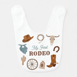 My First Rodeo Wild West Blue Boy First Birthday Baby Bib