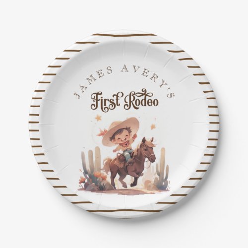 My First Rodeo Wild West Cowboy Birthday Paper Plates