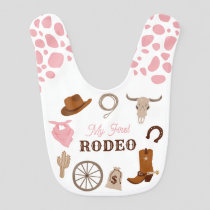 My First Rodeo Wild West Pink Girl First Birthday Baby Bib
