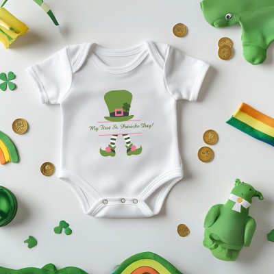 &quot;My First St. Patrick&#39;s Day&quot; Custom for Girls Baby Bodysuit