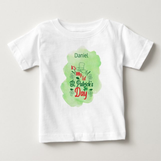 My First St. Patricks Day Personalized Baby T-Shirt (Front)
