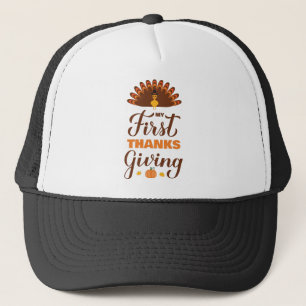 My First Thanksgiving. Baby 1st Thanksgiving Trucker Hat