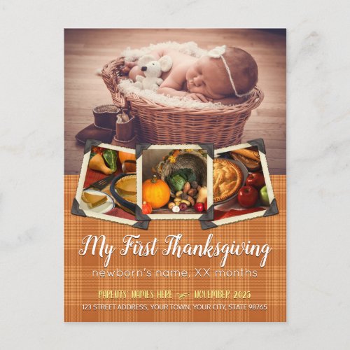 My First Thanksgiving Baby Instagram Autumn Fall Holiday Postcard