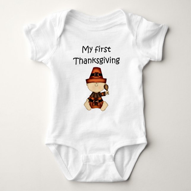 My First Thanksgiving Boy #1 *Creeper* Baby Bodysuit (Front)