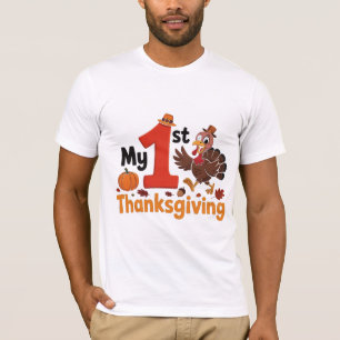 My First Thanksgiving Cute Baby Turkey Design T-Shirt