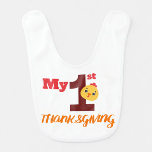 My First Thanksgiving Cute Little Turkey Festive Baby Bib