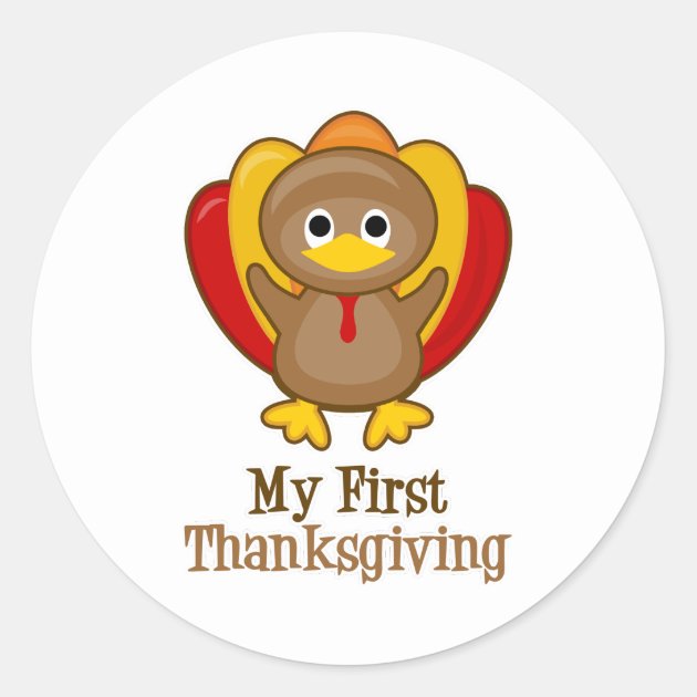 My First Thanksgiving Cute Turkey Classic Round Sticker