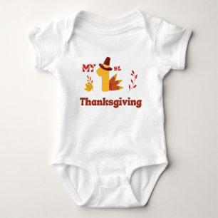 My First Thanksgiving Fall Leaves Festive Gift Baby Bodysuit