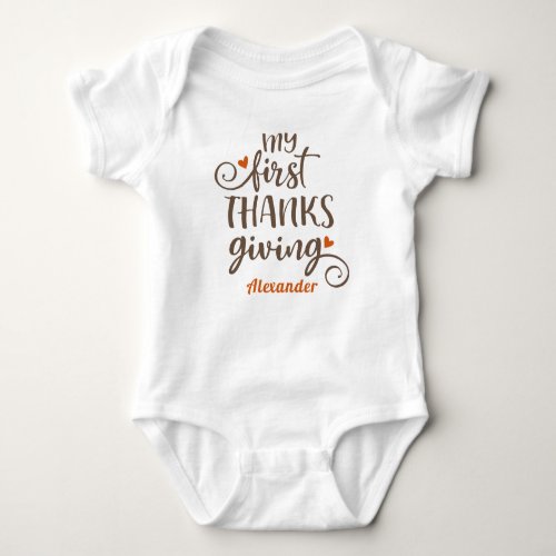 My First Thanksgiving Holiday unisex Baby Bodysuit