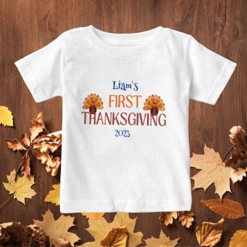 My First Thanksgiving Name white  Baby T_Shirt