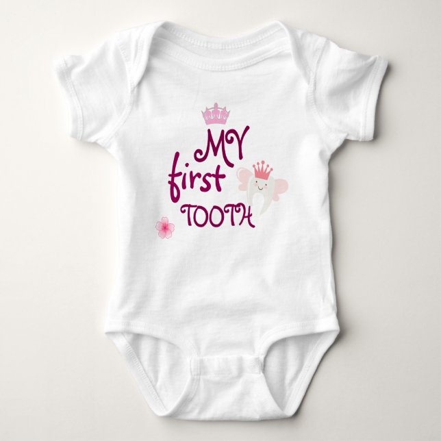 my first tooth baby bodysuit (Front)