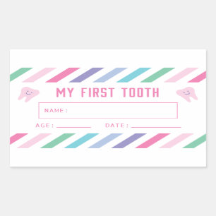 My First Tooth Keepsake Girl Rectangular Sticker