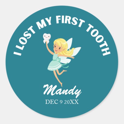 My First Tooth Tooth Fairy Name Date Classic Round Sticker