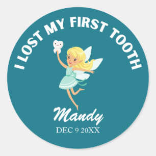 My First Tooth Tooth Fairy Name Date Classic Round Sticker