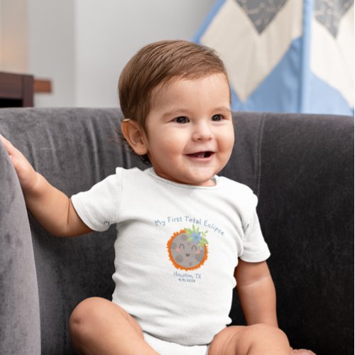 My First Total Solar Eclipse Custom Location Baby T_Shirt