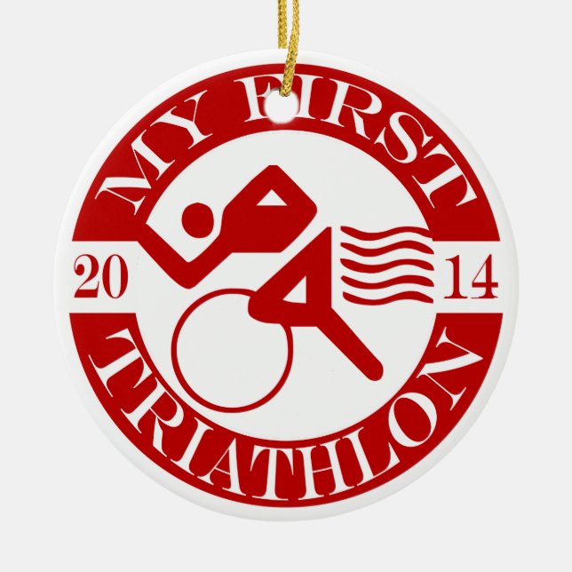 My First Triathlon Ornament - 2014 (Front)