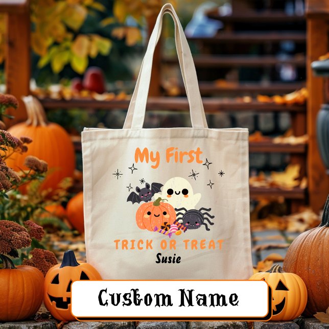 My First Trick or Treat Personalized Halloween Tote Bag (Creator Uploaded)