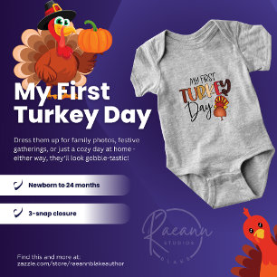 'My First Turkey Day' Thanksgiving Baby Bodysuit