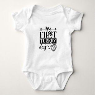 My First Turkey Day Typography Baby Bodysuit
