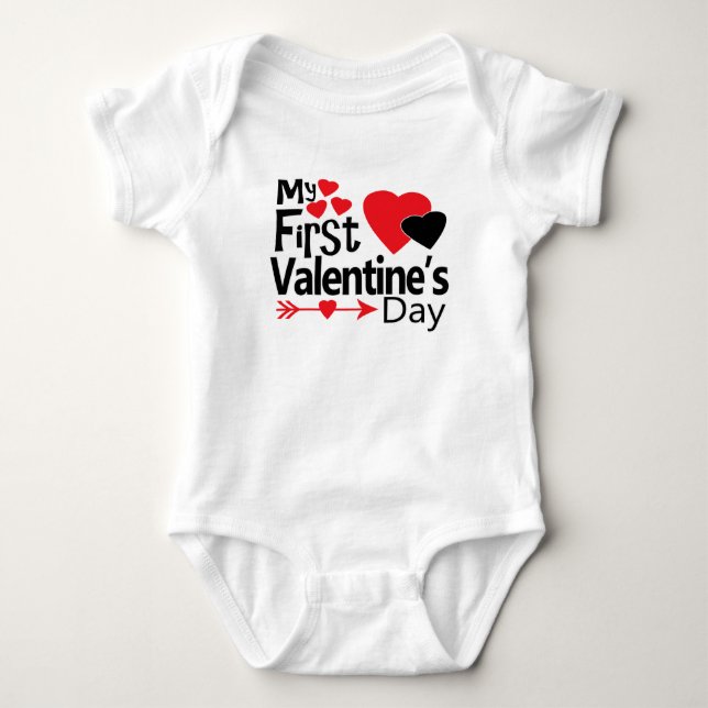 My First Valentine Baby Outfit for Boys or Girls Bodysuit (Front)