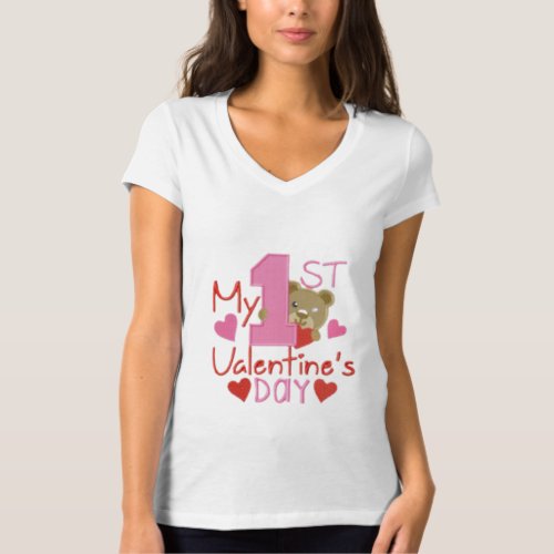 My First Valentine Day Design BellaCanvas Jersey T_Shirt