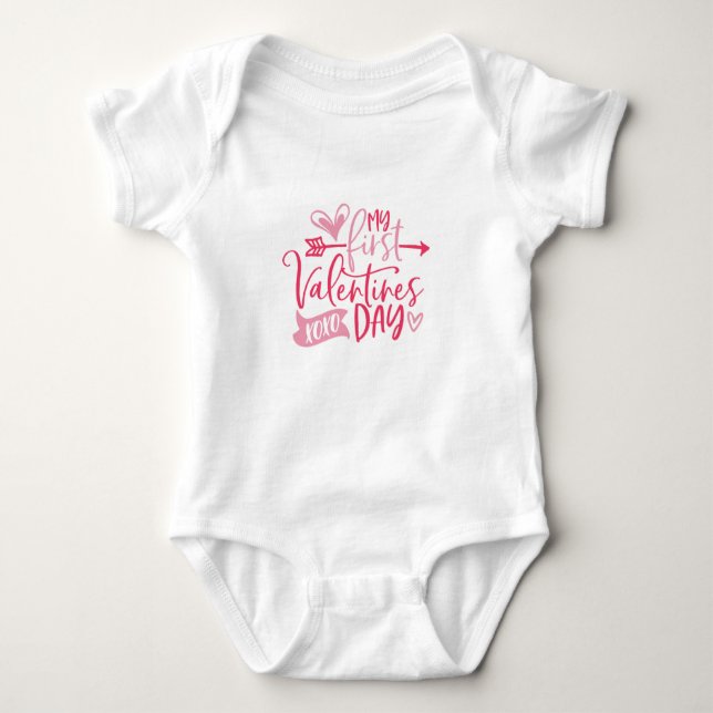 My First Valentines Day  Baby Bodysuit (Front)