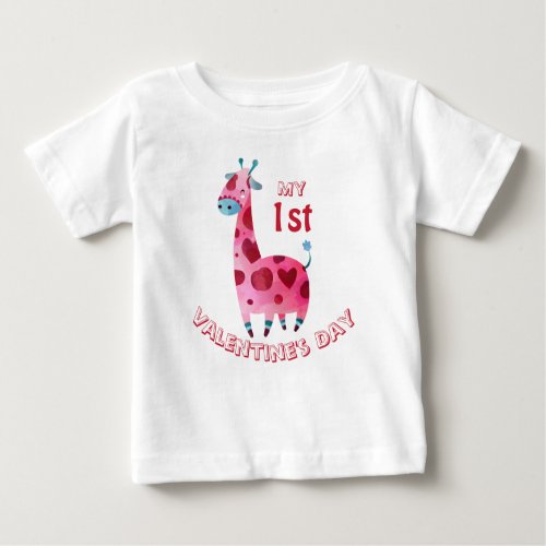 My First Valentines Day Baby Giraffe Baby T_Shirt