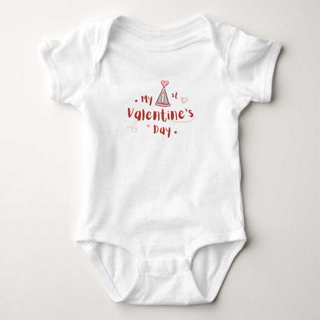 My First Valentine's Day Baby Jumpsuit Baby Bodysuit (Front)