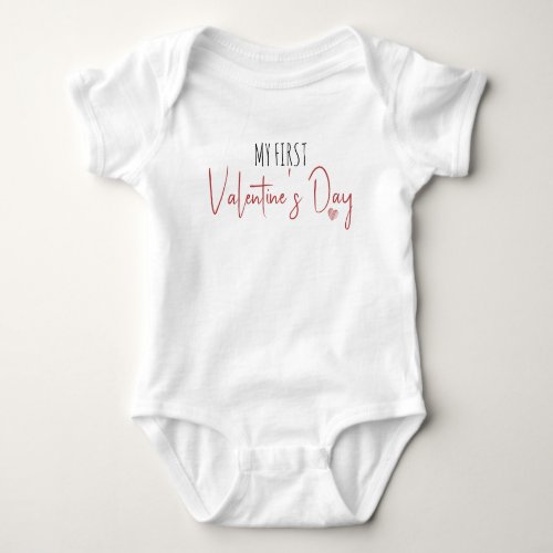 My First Valentines Day Cute Script Heart Baby Bodysuit