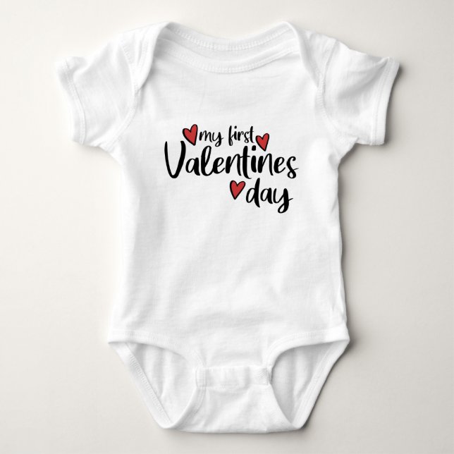 My First Valentine's Day // Cute Valentines Day Baby Bodysuit (Front)