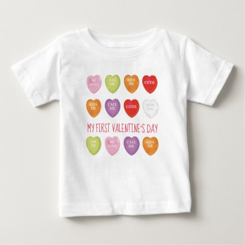 My First Valentines Day Cute Vintage Heart Custom Baby T_Shirt
