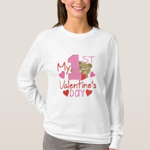 My First Valentines Day Design Basic Long Sleeve  T_Shirt
