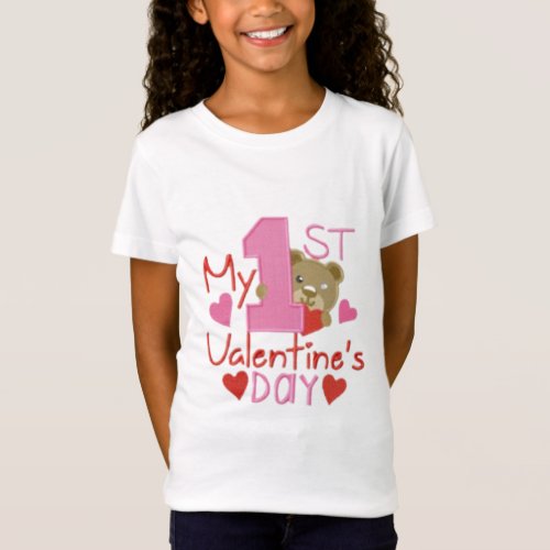 My First Valentines Day Design Girls Fine Jersey T_Shirt