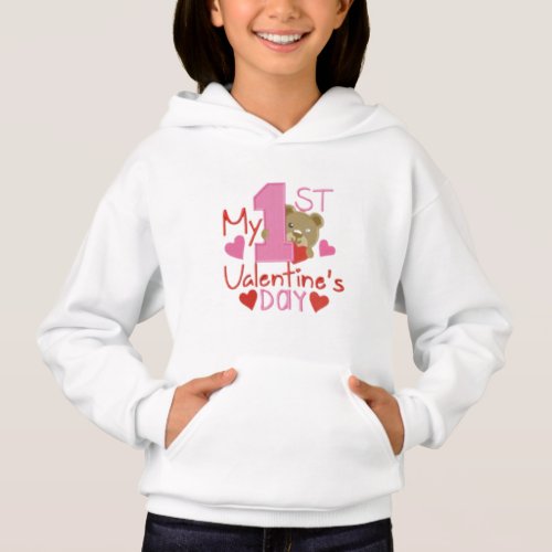 My First Valentines Day Design Girls Hoodie