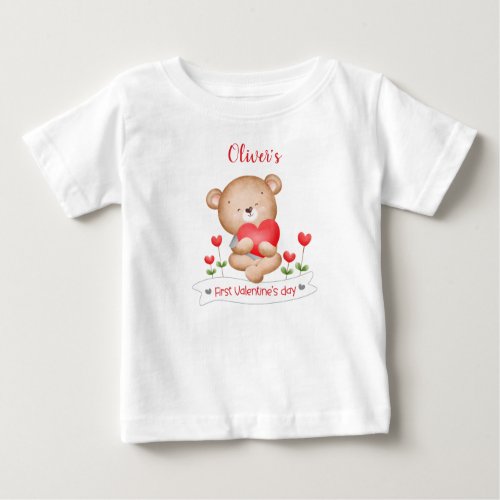 My first Valentines day Personalized Baby boy Baby T_Shirt