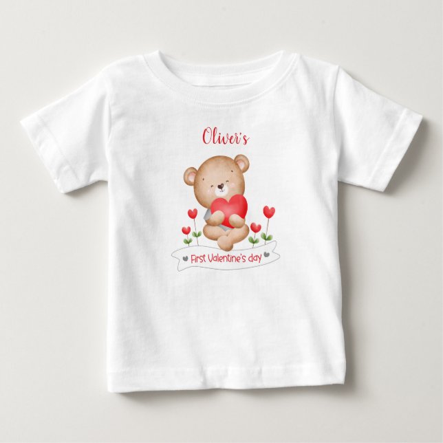 My first Valentine's day Personalized Baby boy Baby T-Shirt (Front)