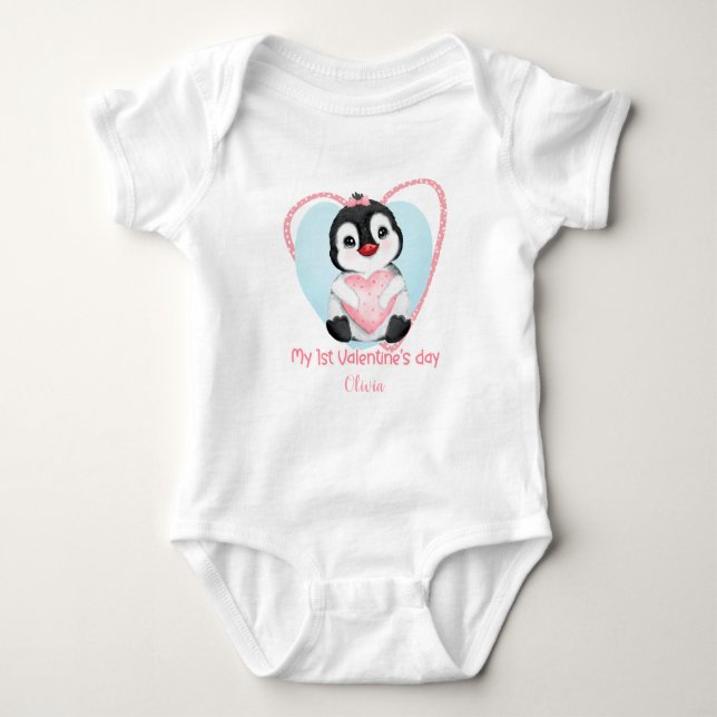 My first Valentine's day Personalized Baby girl Ba Bodysuit (Front)