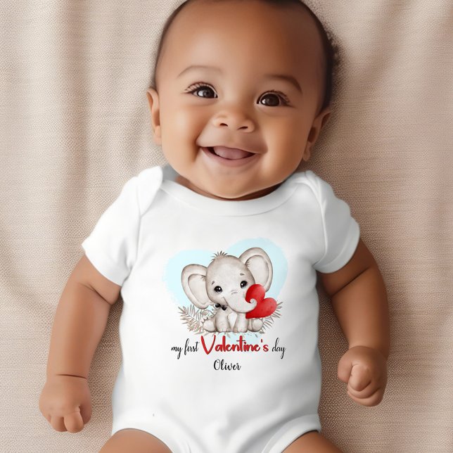 My First Valentines day Personalized Name Baby Bodysuit (My 1st Valentine's day Personalized Baby Bodysuit)