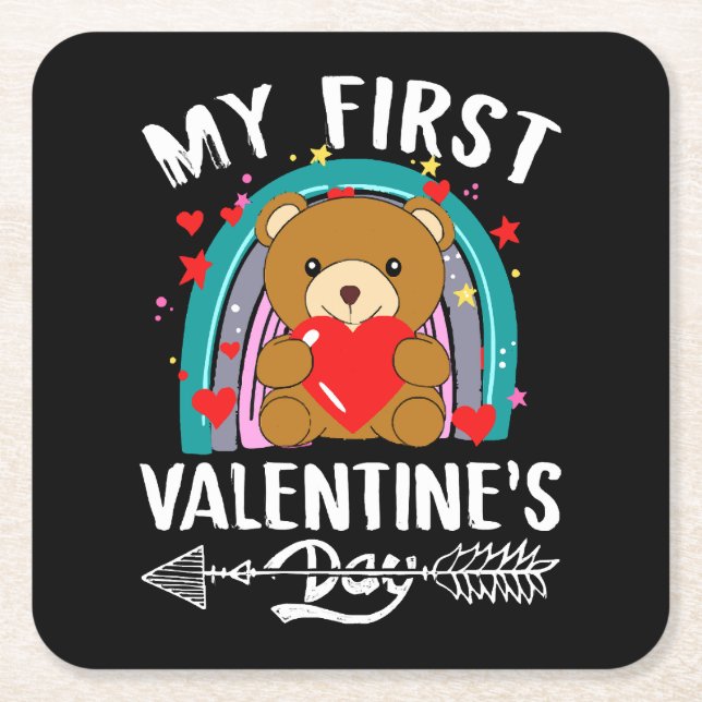 my first valentine's day square paper coaster (Front)