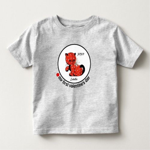 My First Valentines Day Vintage Kitty  Toddler T_shirt