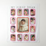 My First Year 12 Months Baby Photo Collage Tapestry at Zazzle