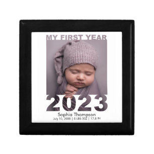 My First Year 2023 Modern Cutout Baby Photo White Gift Box