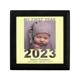 My First Year 2023 Modern Cutout Baby Photo Yellow Gift Box
