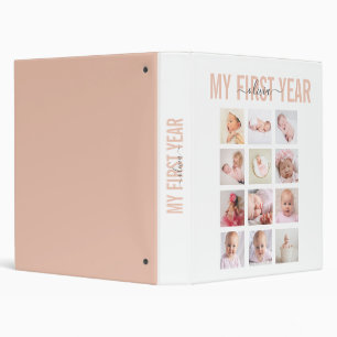 My First Year Baby Name 12 Photo Collage 3 Ring Binder