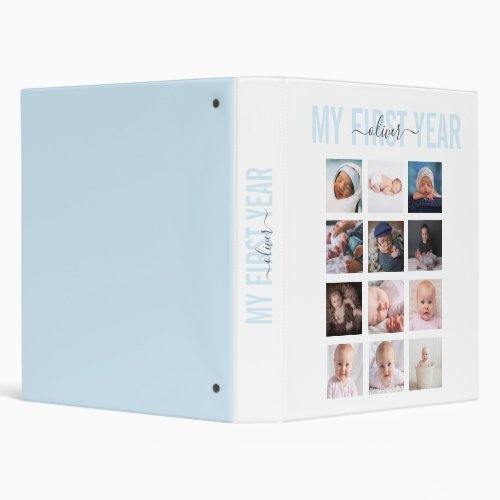 My First Year Baby Name 12 Photo Collage Album 3 Ring Binder