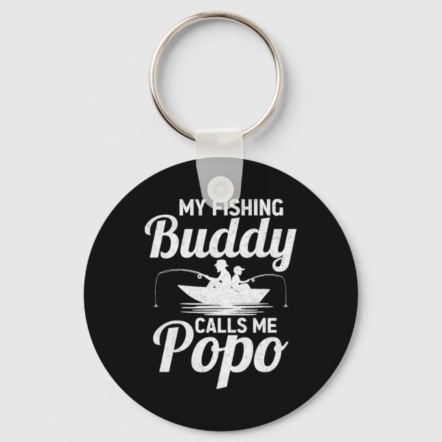 My Fishing Buddies Calls Me Popo Father's Day Fish Keychain (Front)