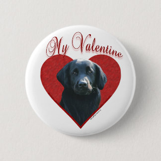 My Flat-Coated Retriever Valentine Pinback Button