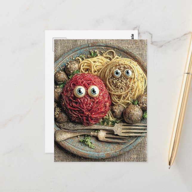 My food is looking at me postcard (Front/Back In Situ)